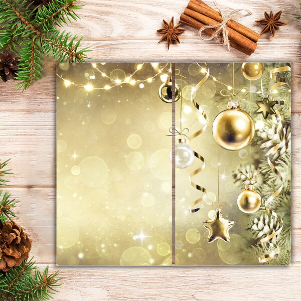 Tagliere in vetro Palline d'oro Decorazioni di Natale 60x52 cm