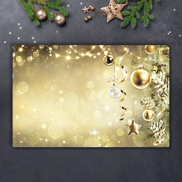 Tagliere in vetro Palline d'oro Decorazioni di Natale 60x52 cm
