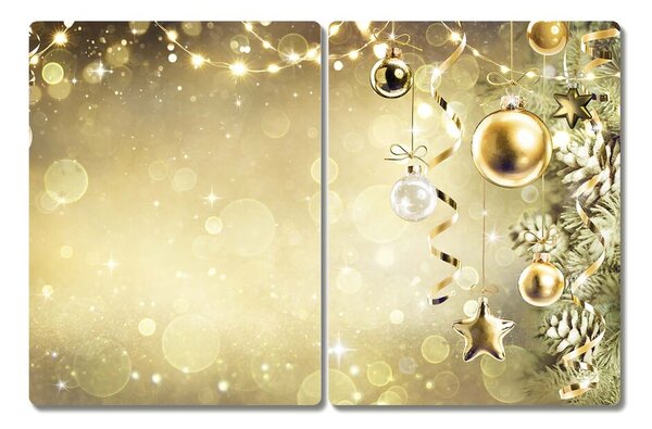 Tagliere in vetro Palline d'oro Decorazioni di Natale 60x52 cm