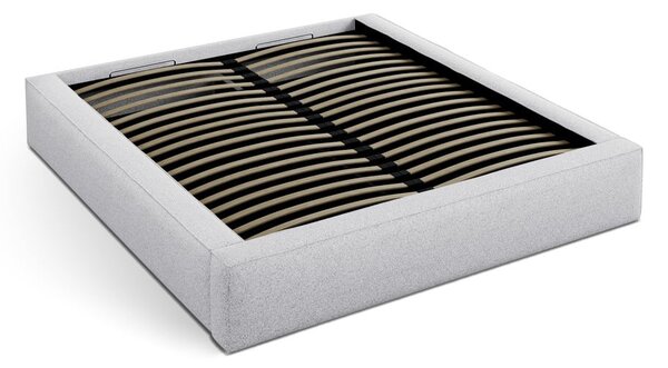 Letto matrimoniale imbottito grigio chiaro con contenitore e rete inclusi 160x200 cm Simon – Micadoni