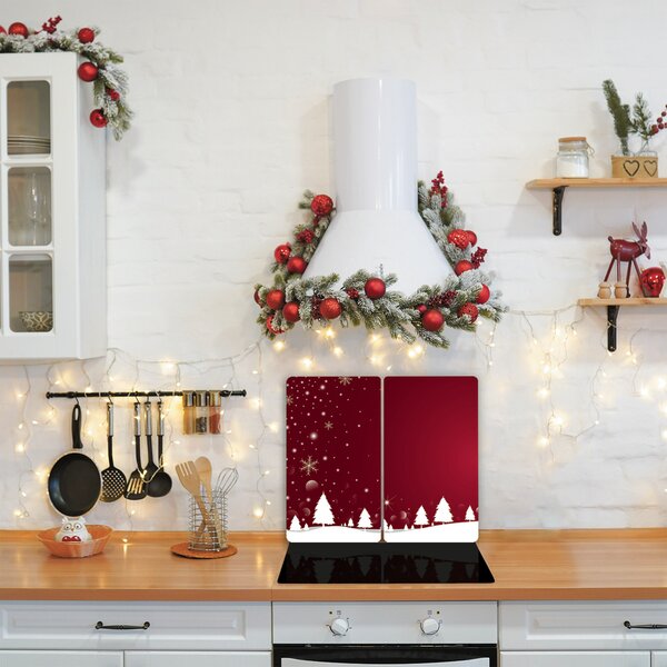 Tagliere in vetro temperato Albero di Natale Fiocchi di neve festivi 60x52 cm