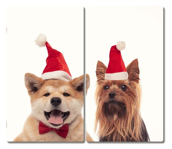 Tagliere in vetro Cani di Babbo Natale Natale 60x52 cm
