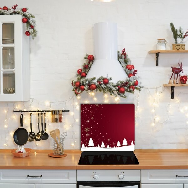 Tagliere in vetro temperato Albero di Natale Fiocchi di neve festivi 60x52 cm
