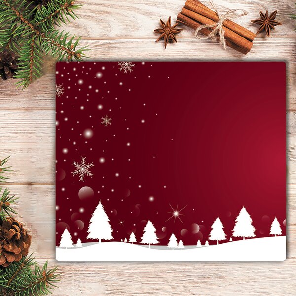 Tagliere in vetro temperato Albero di Natale Fiocchi di neve festivi 60x52 cm