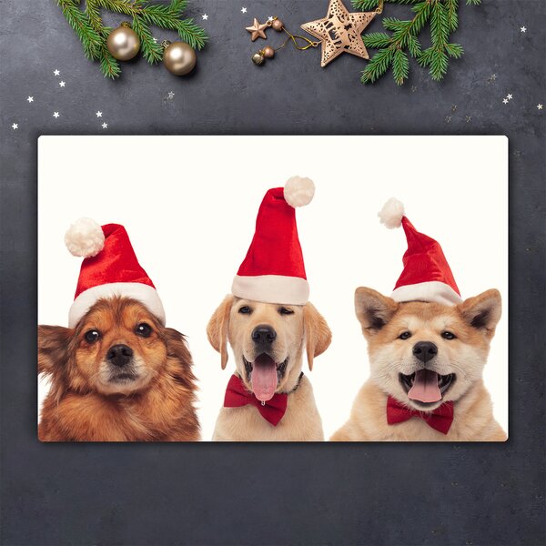 Tagliere in vetro Cani di Babbo Natale Natale 60x52 cm
