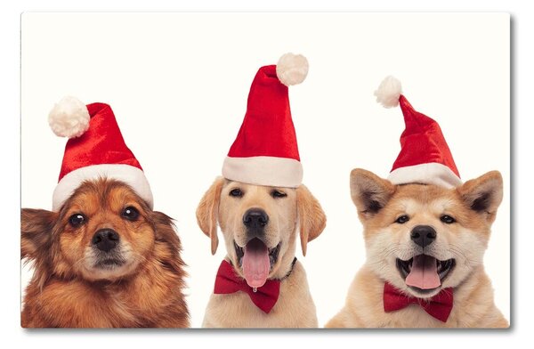 Tagliere in vetro Cani di Babbo Natale Natale 60x52 cm