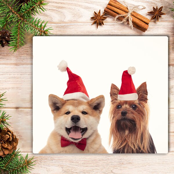 Tagliere in vetro Cani di Babbo Natale Natale 60x52 cm