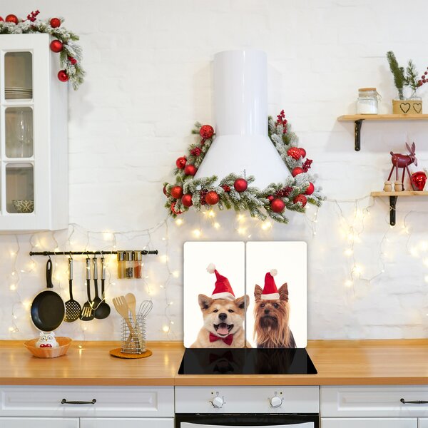 Tagliere in vetro Cani di Babbo Natale Natale 60x52 cm