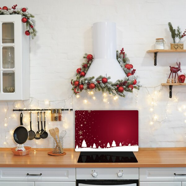 Tagliere in vetro temperato Albero di Natale Fiocchi di neve festivi 60x52 cm