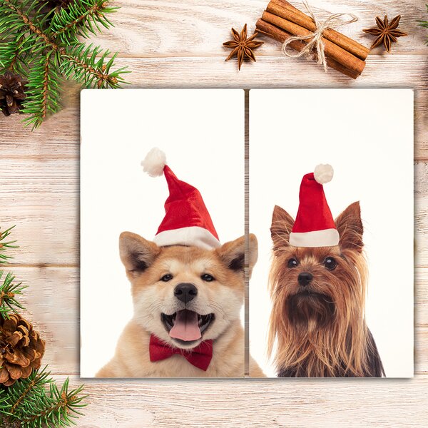 Tagliere in vetro Cani di Babbo Natale Natale 60x52 cm
