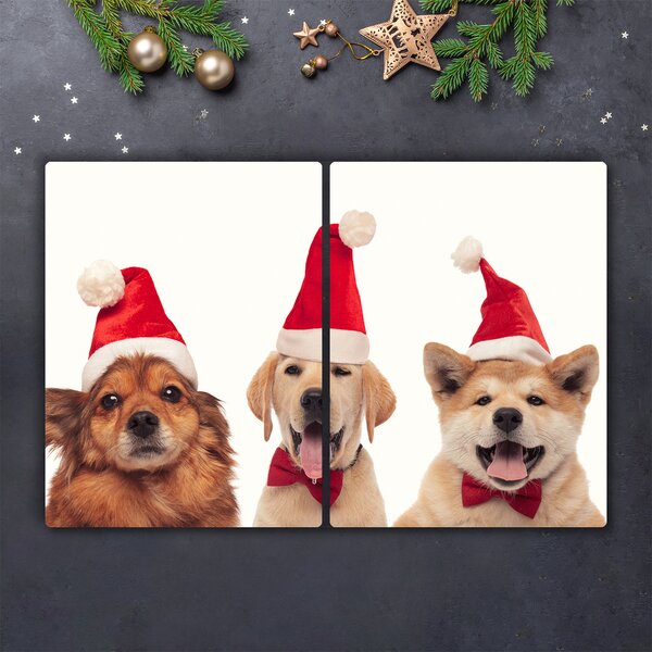 Tagliere in vetro Cani di Babbo Natale Natale 60x52 cm