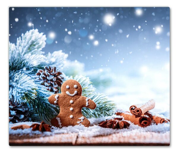 Tagliere in vetro temperato Albero di Natale della neve del pan di zenzero di Natale 60x52 cm