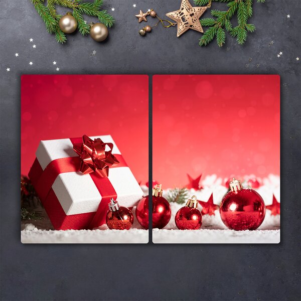 Tagliere in vetro Regalo di Natale Palle di Natale Neve 60x52 cm