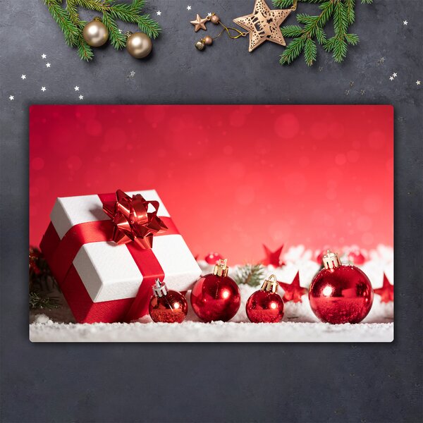 Tagliere in vetro Regalo di Natale Palle di Natale Neve 60x52 cm