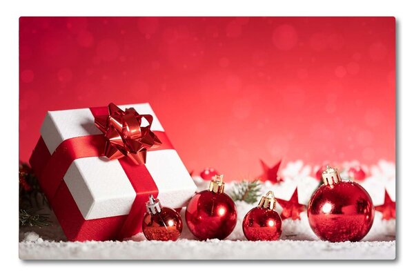 Tagliere in vetro Regalo di Natale Palle di Natale Neve 60x52 cm