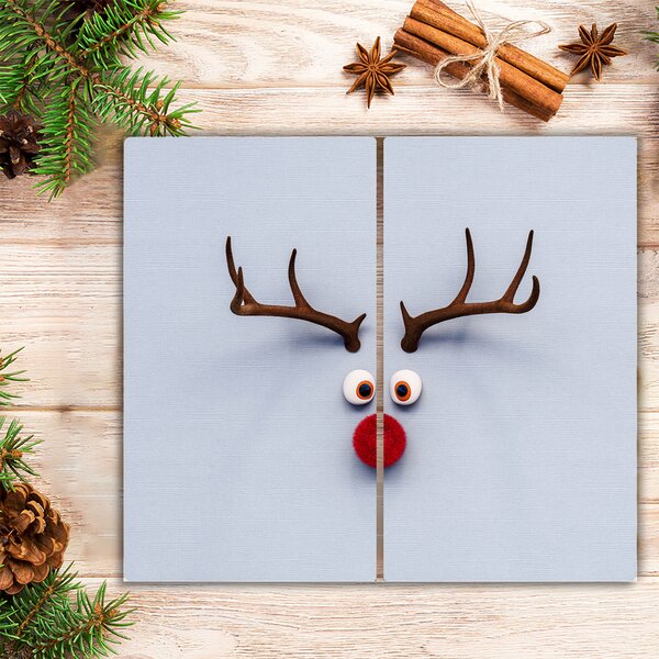 Tagliere in vetro Rudolf la renna santa 60x52 cm