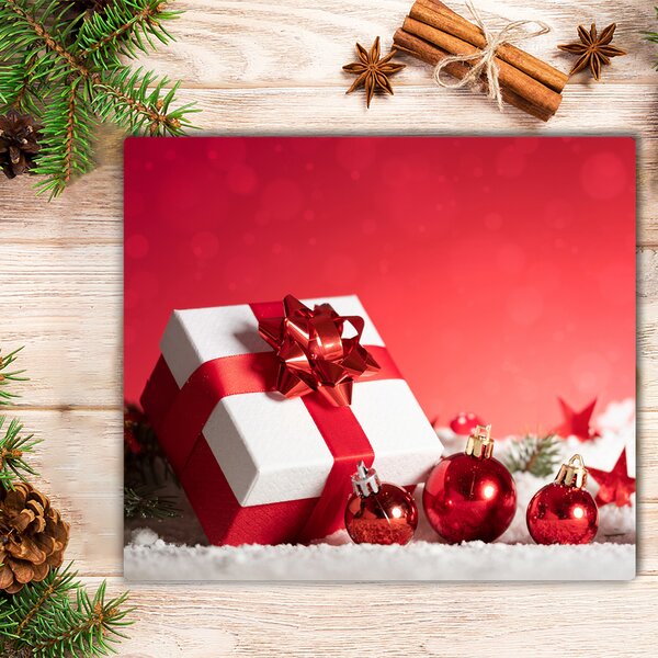 Tagliere in vetro Regalo di Natale Palle di Natale Neve 60x52 cm