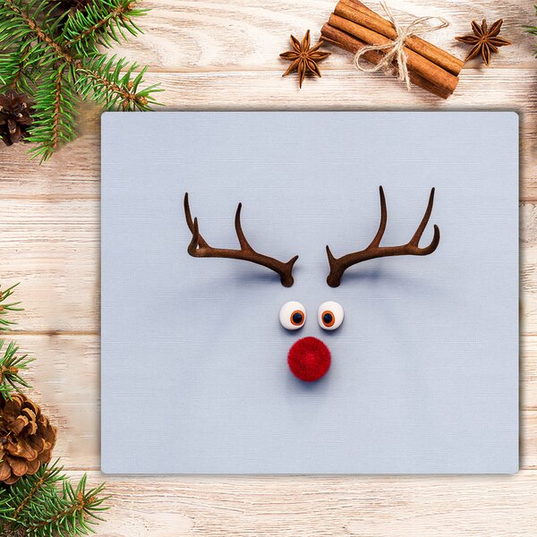 Tagliere in vetro Rudolf la renna santa 60x52 cm