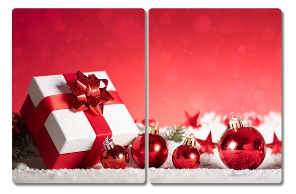 Tagliere in vetro Regalo di Natale Palle di Natale Neve 60x52 cm