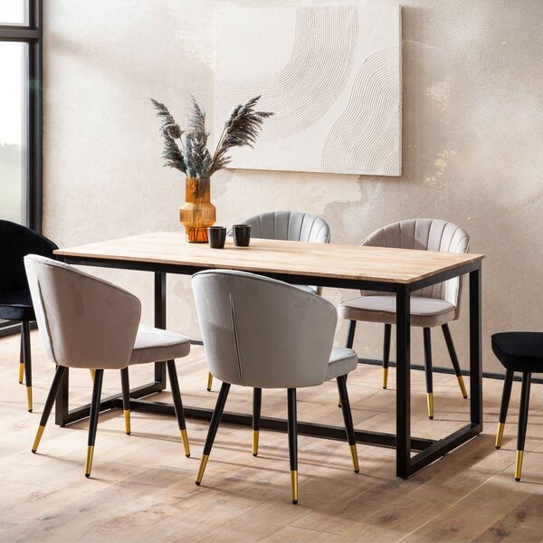 FineBuy tavolo da pranzo 120x60x76 cm in legno massiccio di acacia tavolo da pranzo in metallo tavolo da cucina in stile loft con gambe in metallo tavolo in legno tavolo industriale piccolo tavolo da pranzo