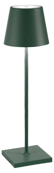 Zafferano Lampada a led da tavolo Poldina Pro Verde Scuro ricaricabile e dimmerabile con batteria fino a 12 ore