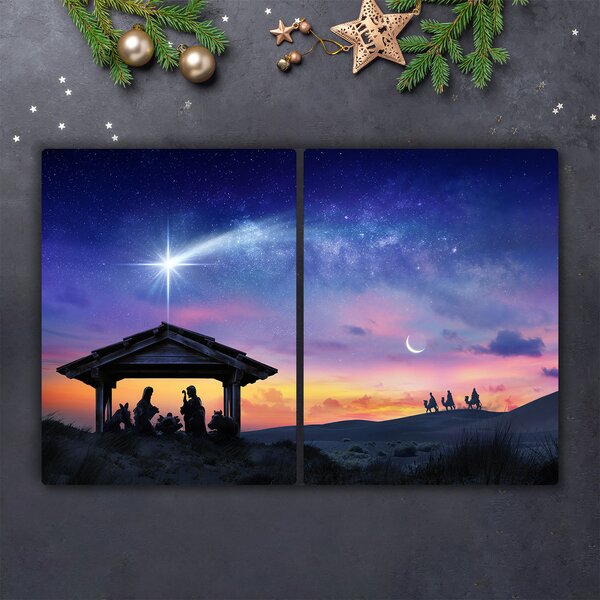 Tagliere in vetro Gesù Natale stabile 60x52 cm