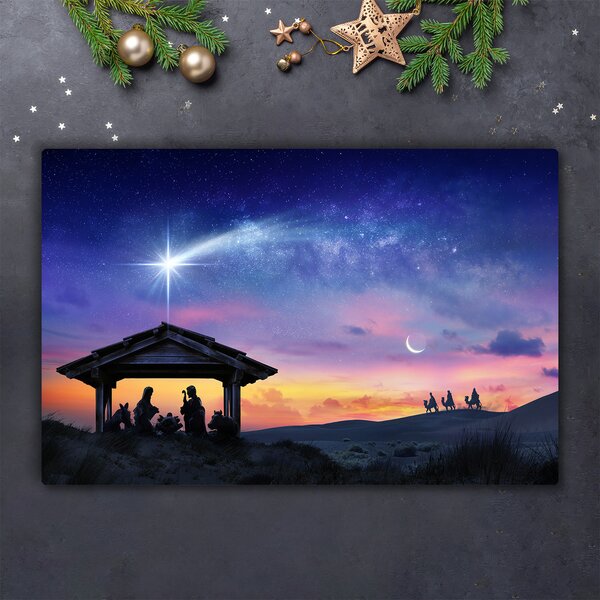 Tagliere in vetro Gesù Natale stabile 60x52 cm