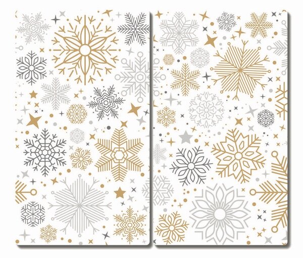 Tagliere in vetro temperato Fiocchi di neve invernali di Natale 60x52 cm