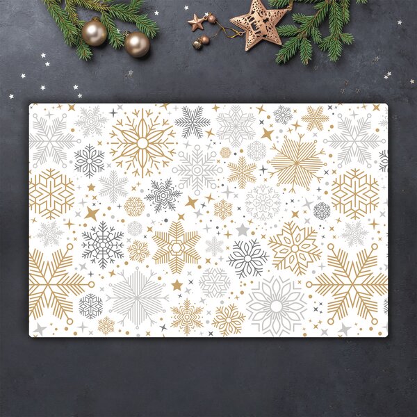 Tagliere in vetro temperato Fiocchi di neve invernali di Natale 60x52 cm