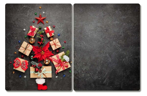 Tagliere in vetro Regali astratti dell'albero di Natale 60x52 cm