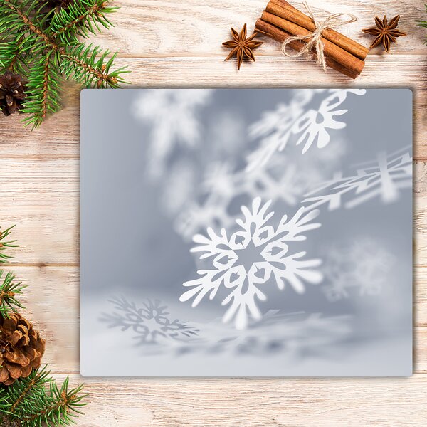 Tagliere in vetro temperato Fiocco di neve Decorazione di Natale 60x52 cm