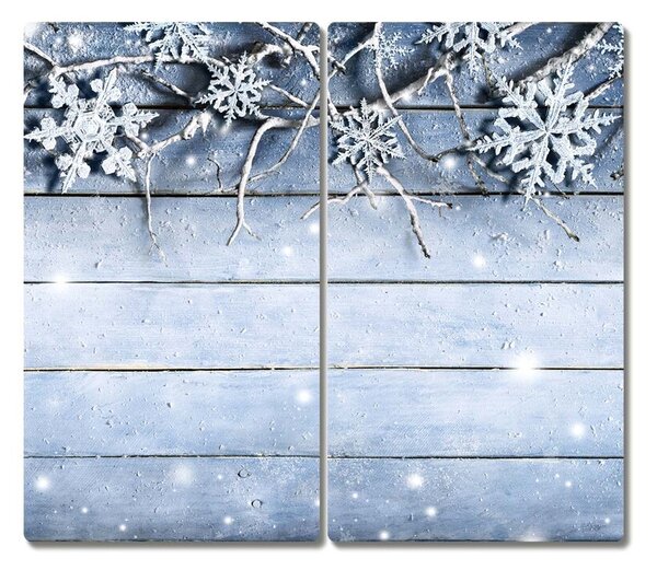 Tagliere in vetro temperato Vacanze, fiocchi di neve, inverno, gelo 60x52 cm