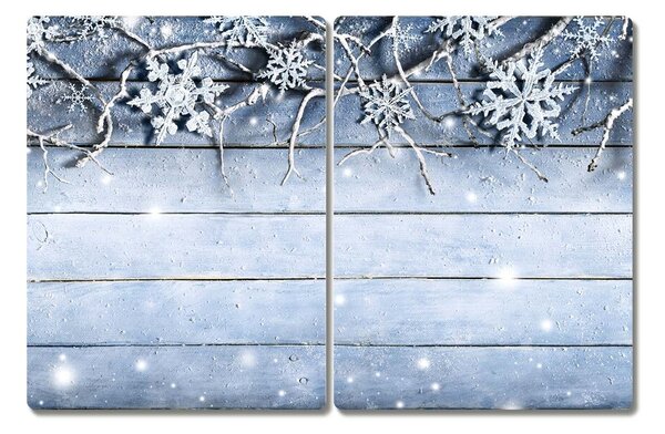 Tagliere in vetro temperato Vacanze, fiocchi di neve, inverno, gelo 60x52 cm
