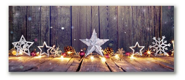 Quadro stampa su tela Ornamenti di stelle di Natale con luce di Natale 100x50 cm