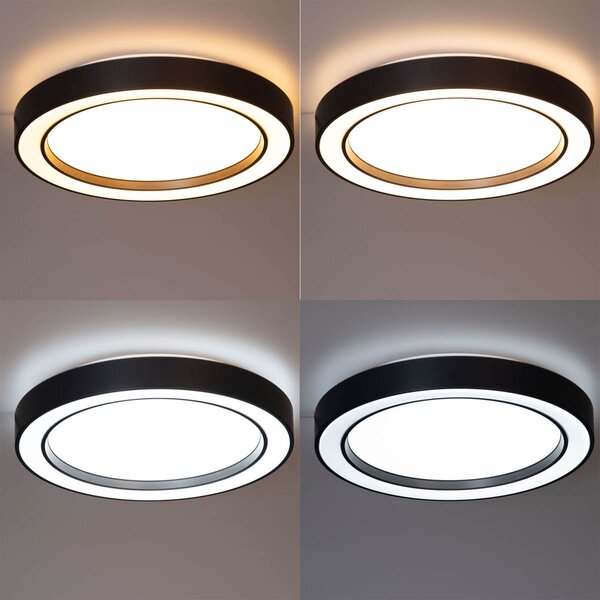 Plafoniera nera con LED RGBW dimmerabile incluso e telecomando - Arco
