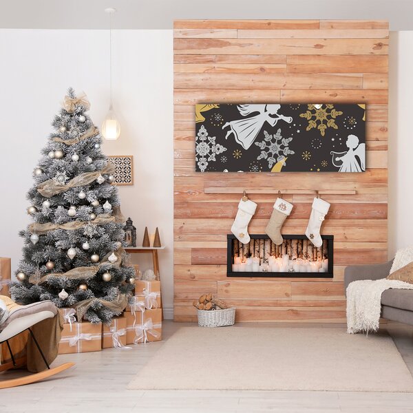Quadro su tela Fiocchi di neve Angeli di Natale 100x50 cm