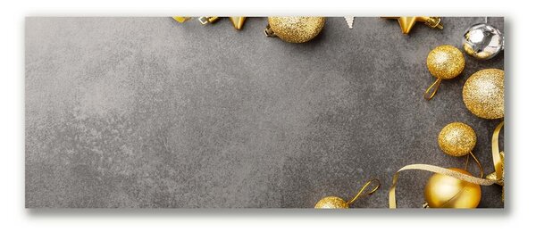 Foto quadro su tela Palline di Natale con stelle dorate 100x50 cm