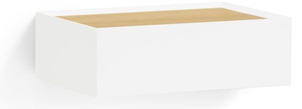 Comodino bianco con piano effetto rovere da parete Arista – Teulat