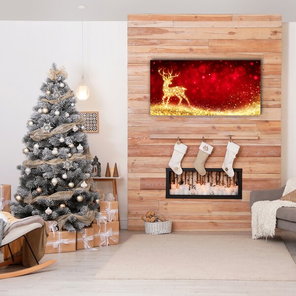 Quadro su tela Renna dorata Decorazione di Natale 100x50 cm