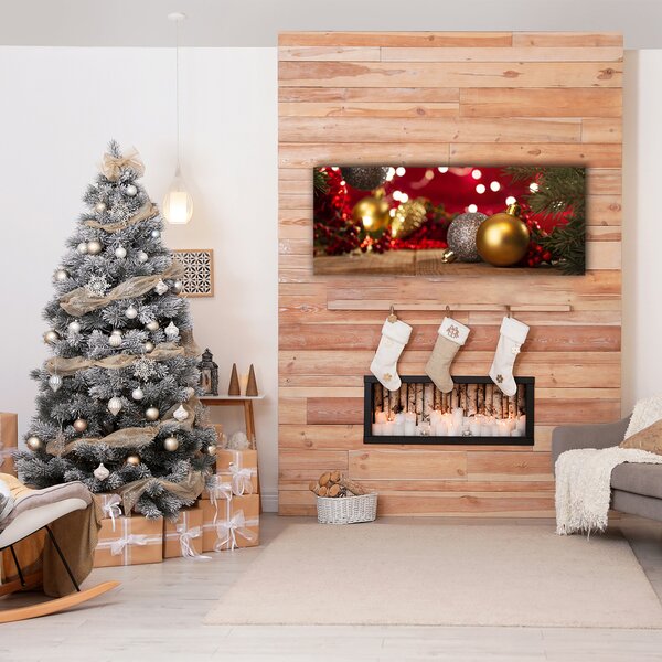 Quadro su tela Albero di Natale Ornamenti di palline di Natale 100x50 cm