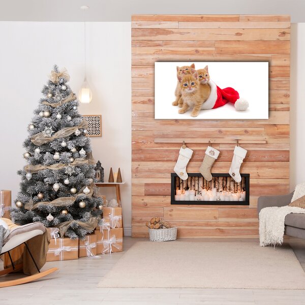 Quadro su tela Gatti Babbo Natale 100x50 cm