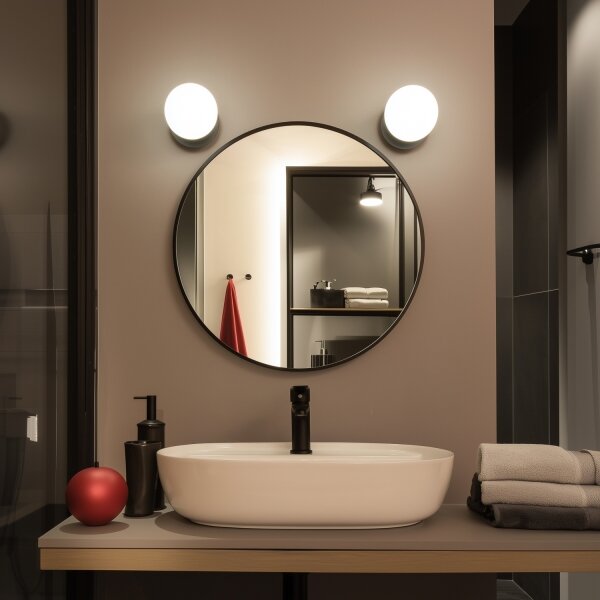 Brilagi - Applique da bagno LED BALL, 6W, 230V, 3000/4000/6500K (temperatura colore selezionabile), IP44, nero