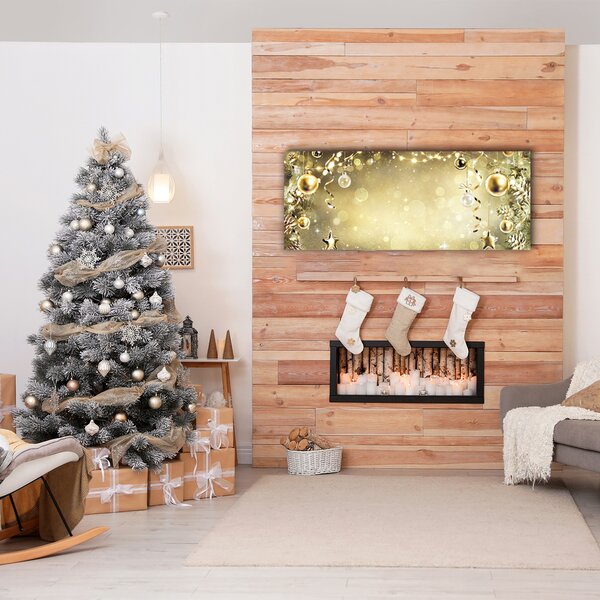 Quadro su tela Palline d'oro Decorazioni di Natale 100x50 cm