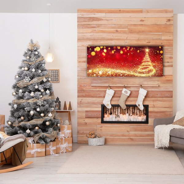 Quadro stampa su tela Albero di Natale astratto Natale Inverno 100x50 cm