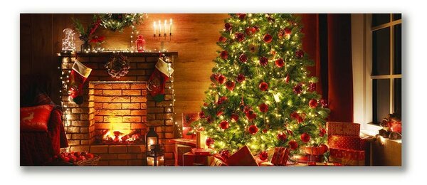 Stampa quadro su tela Albero di Natale Natale Camino Regalo 100x50 cm