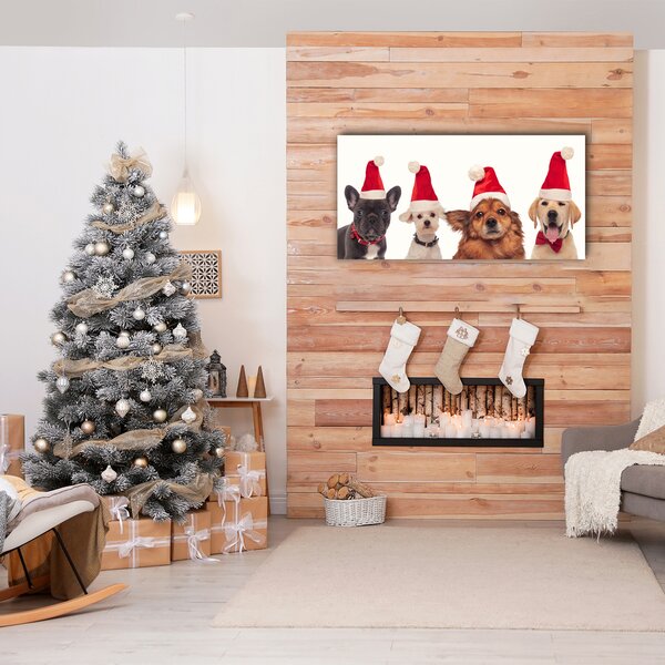 Quadro su tela Cani di Babbo Natale Natale 100x50 cm
