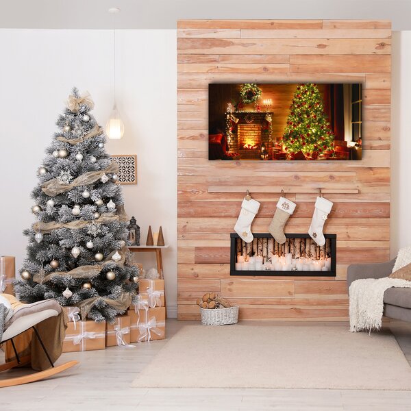 Stampa quadro su tela Albero di Natale Natale Camino Regalo 100x50 cm