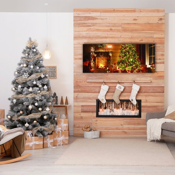 Stampa quadro su tela Albero di Natale Natale Camino Regalo 100x50 cm