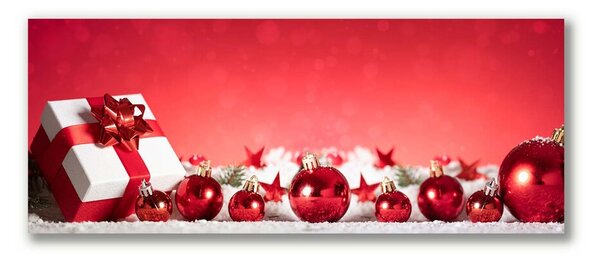 Quadro su tela Regalo di Natale Palle di Natale Neve 100x50 cm