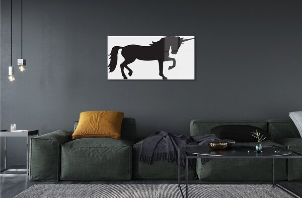 Quadro vetro Unicorno nero 100x50 cm 2 appendini